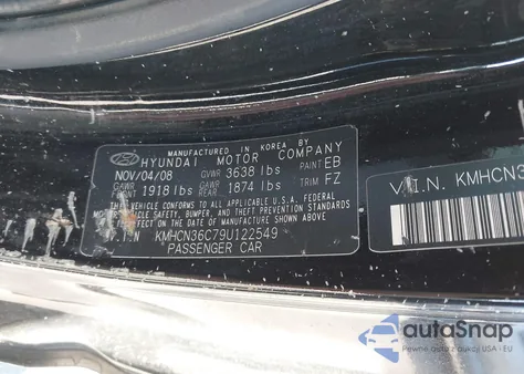 2009 Hyundai Accent Se из США, поврежденный, VIN KMHCN36C79U122549